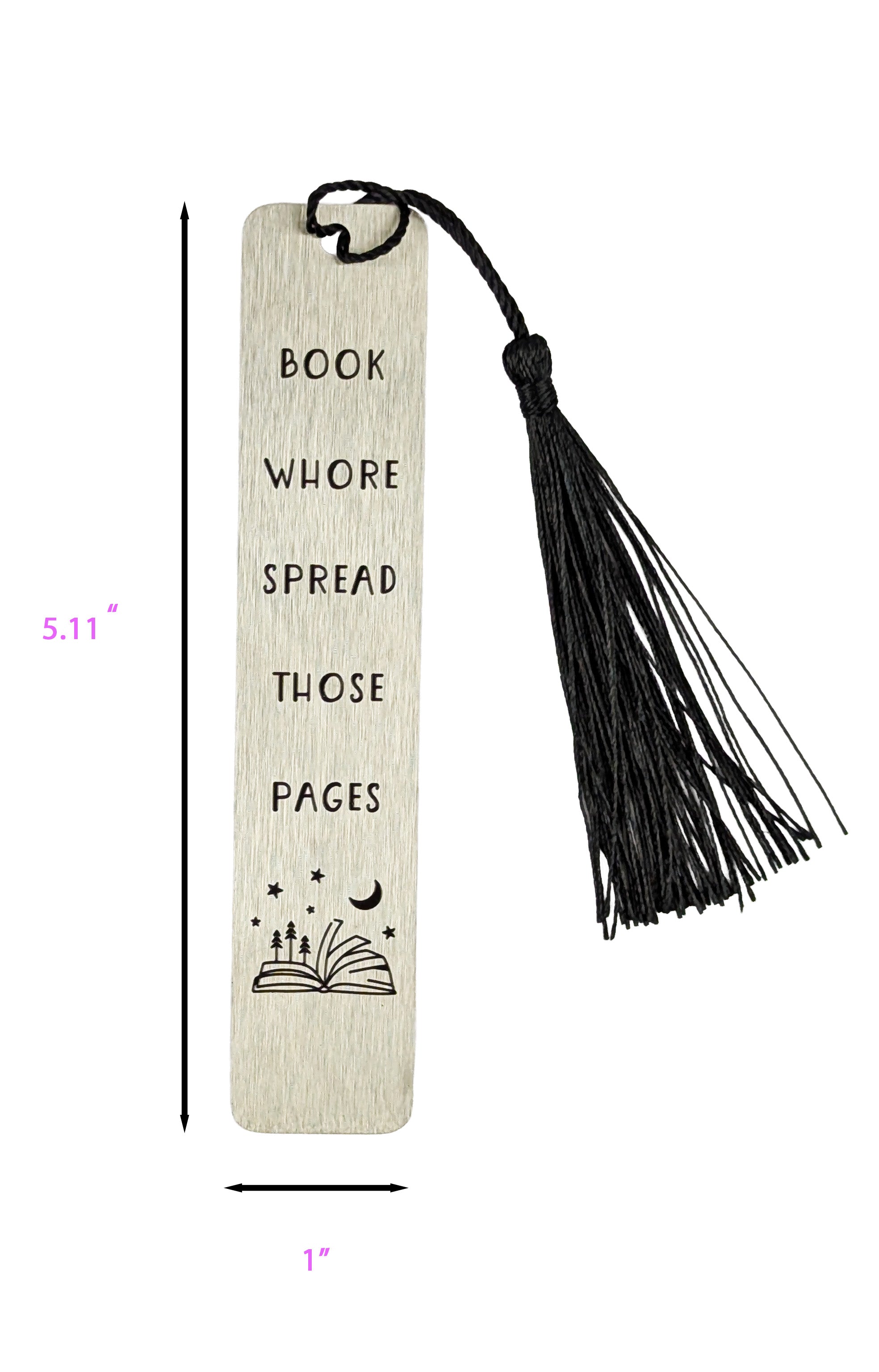 “Book Whore – Spread Those Pages” Bookmark (black tassel)