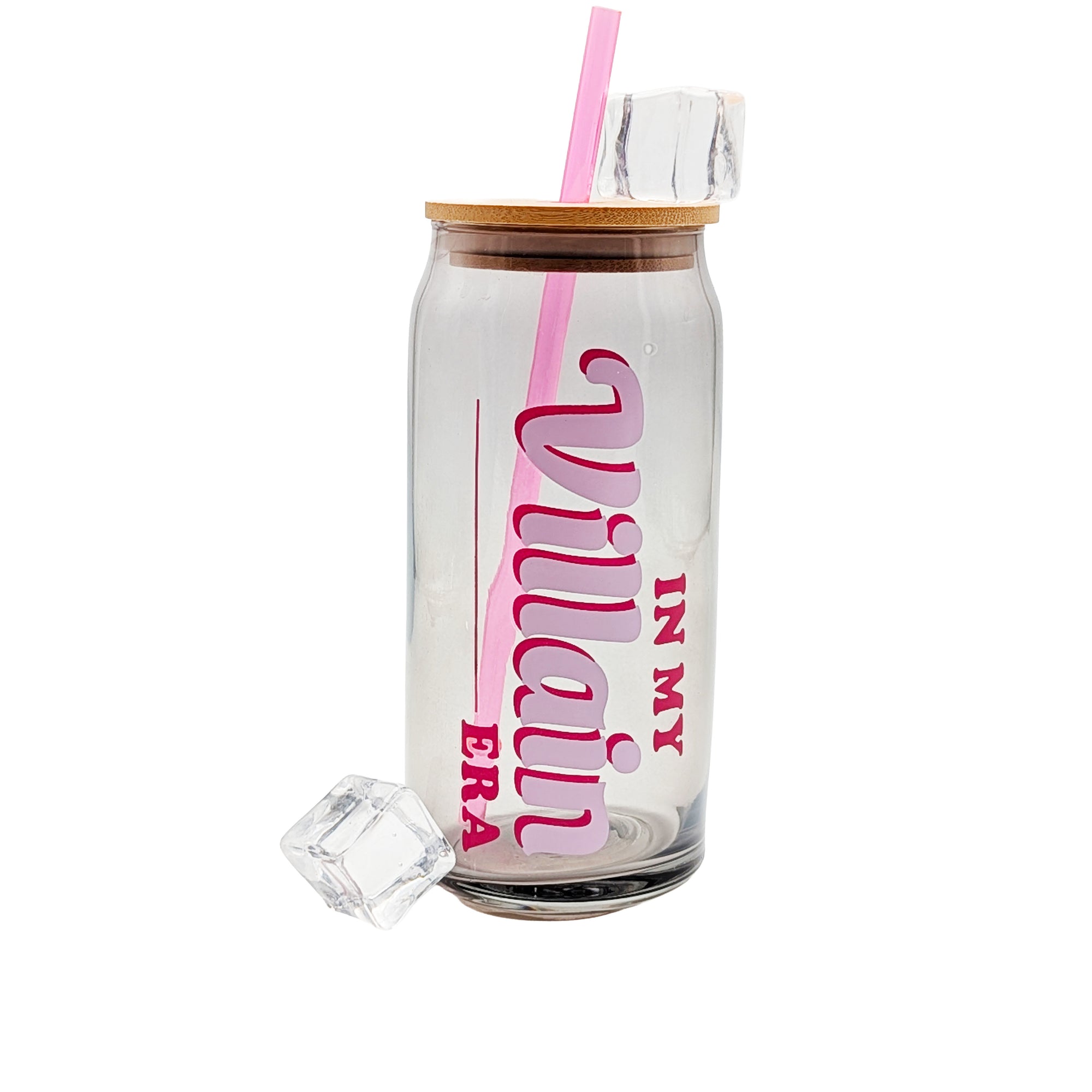 “In My Villain Era” Glass Beer Can Tumbler – 16oz