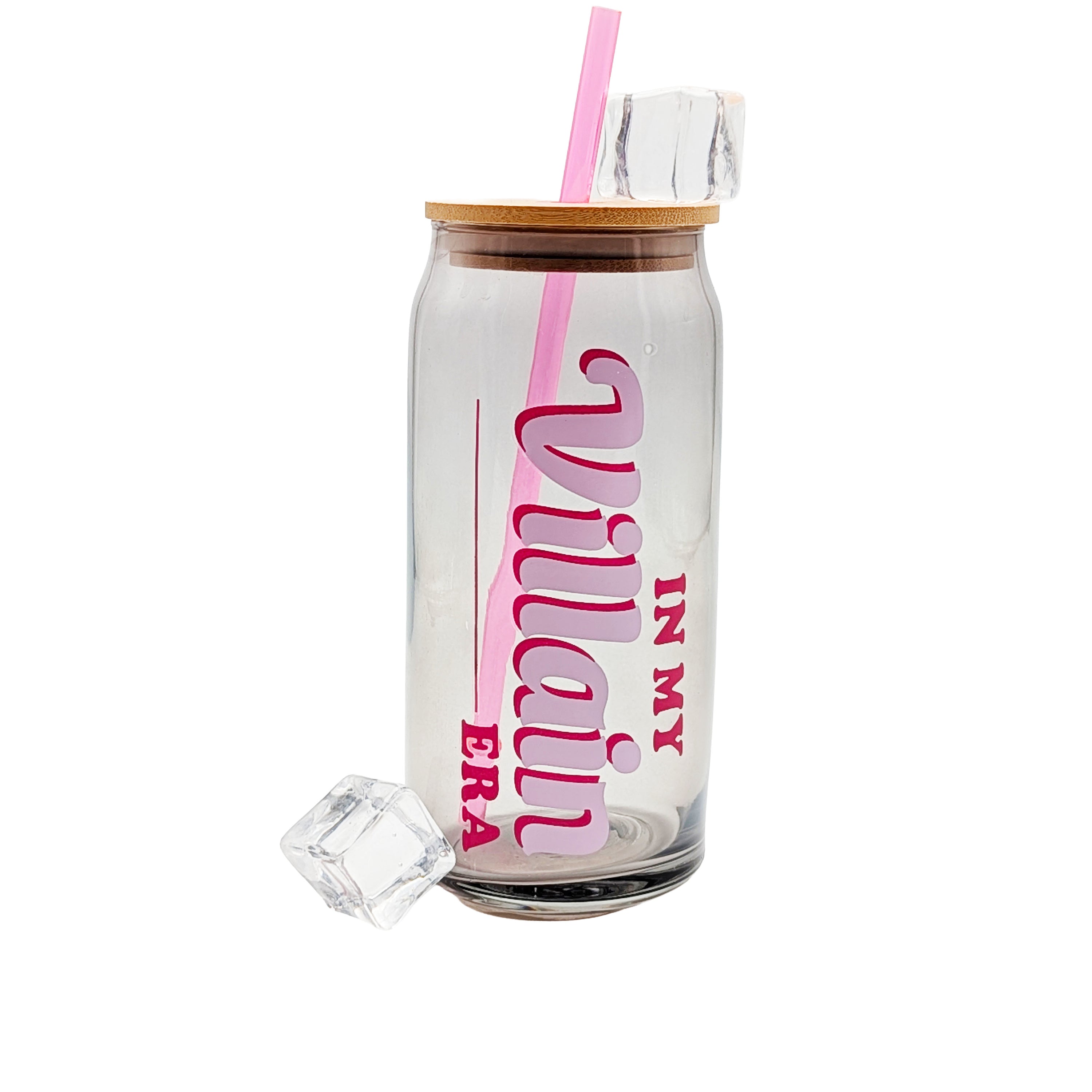 “In My Villain Era” Glass Beer Can Tumbler – 16oz