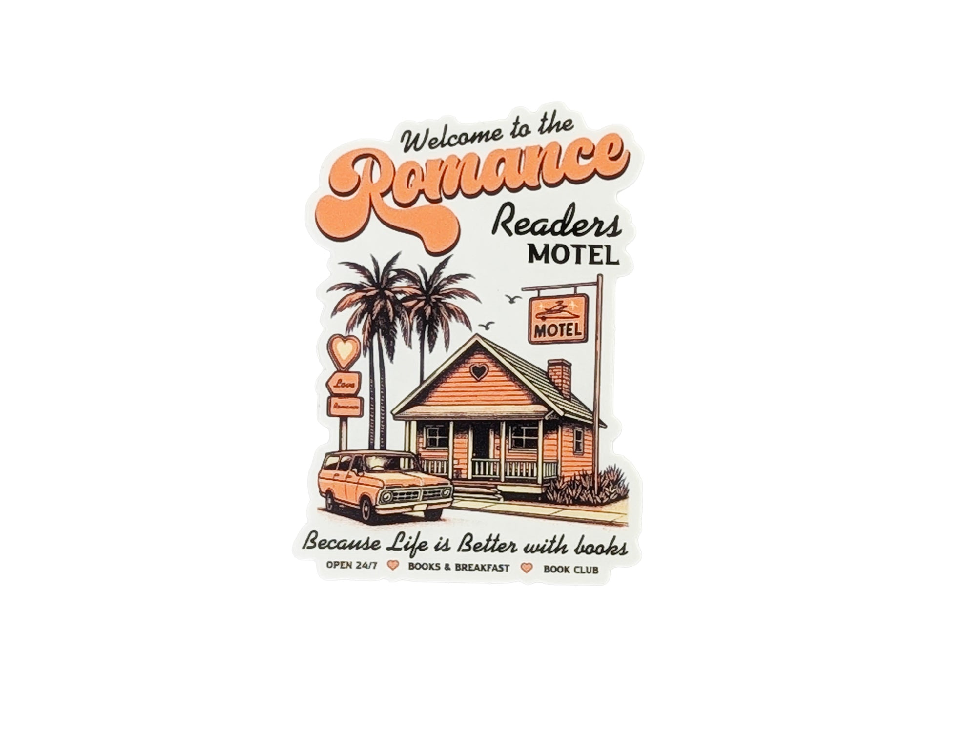 Romance Readers Motel Sticker — Check In for a Good Time 😉