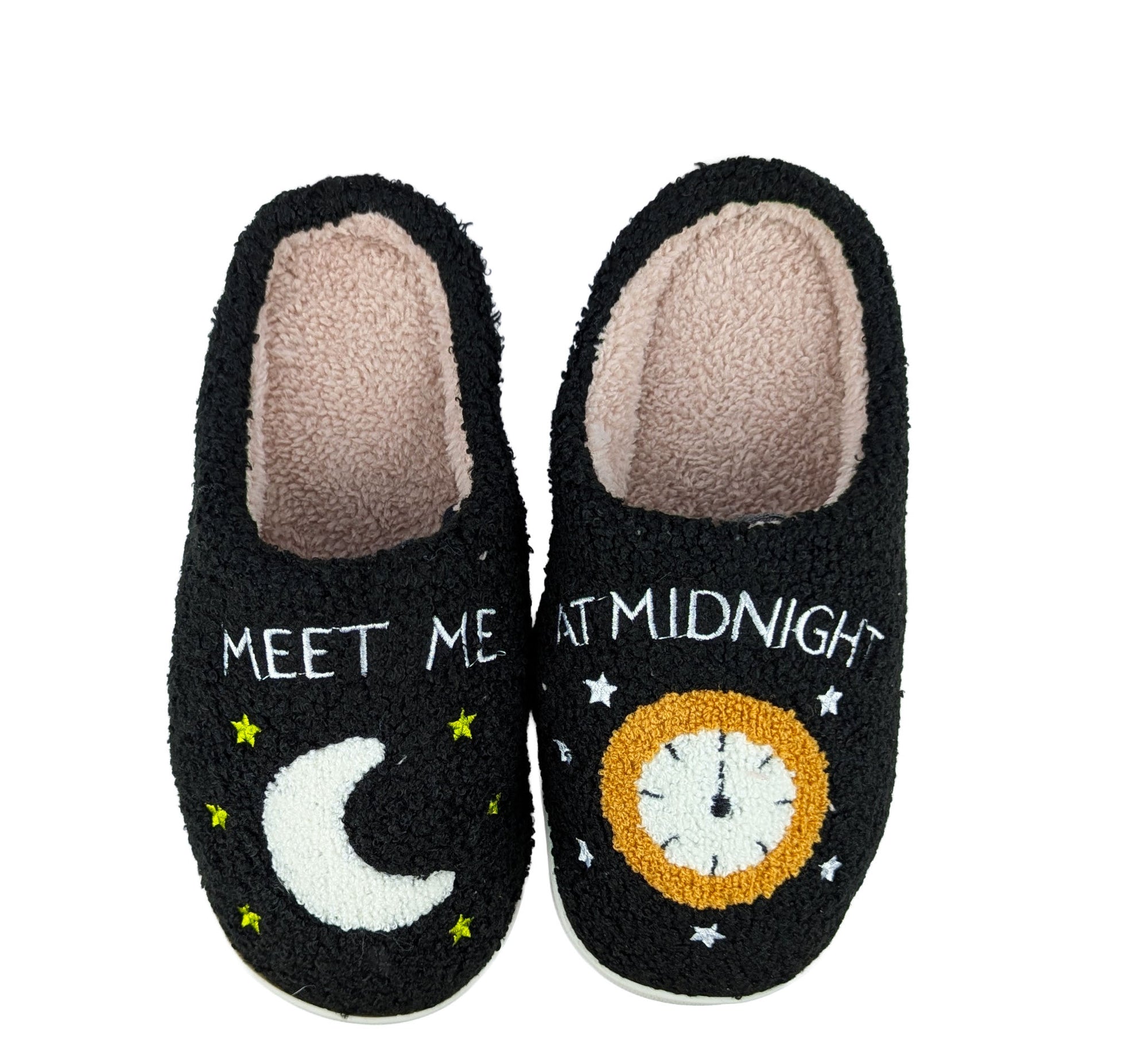 Meet Me at Midnight Black Slippers